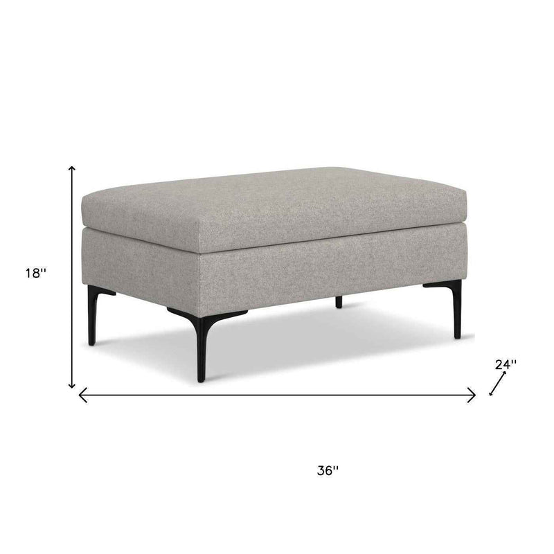 36" Black and Cloud Upholstery Storage Ottoman