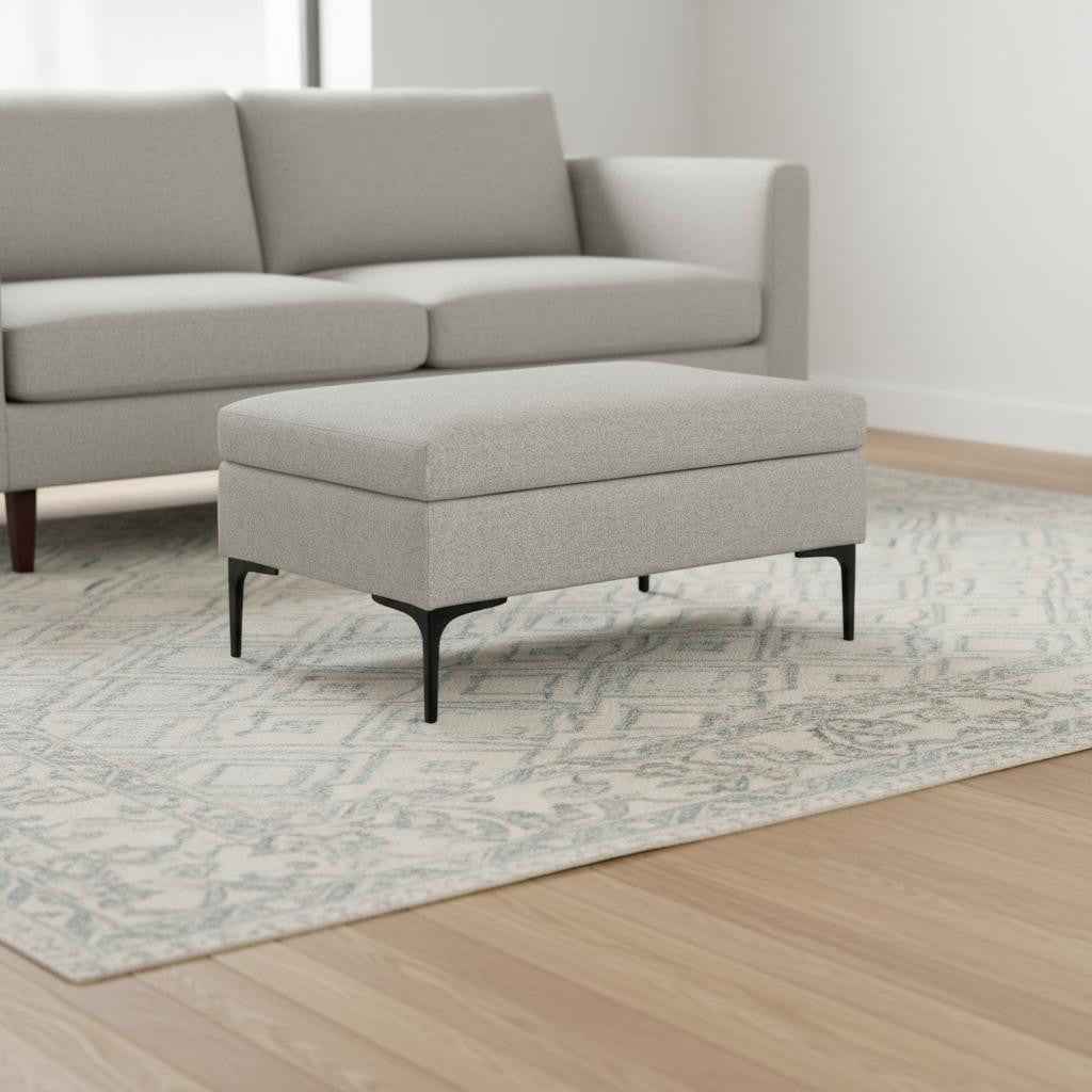 36" Black and Cloud Upholstery Storage Ottoman