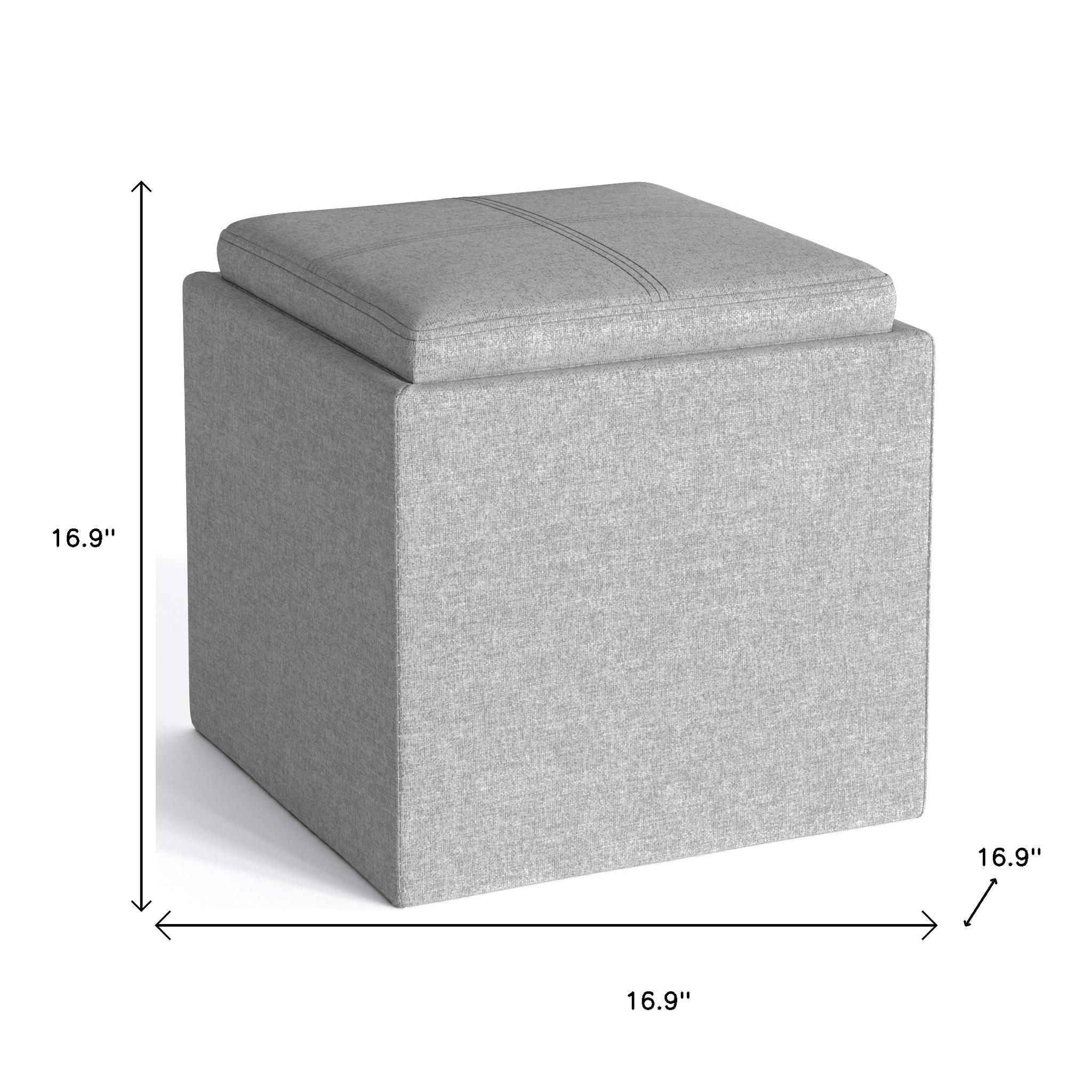 17" Cloud Upholstery Storage Ottoman