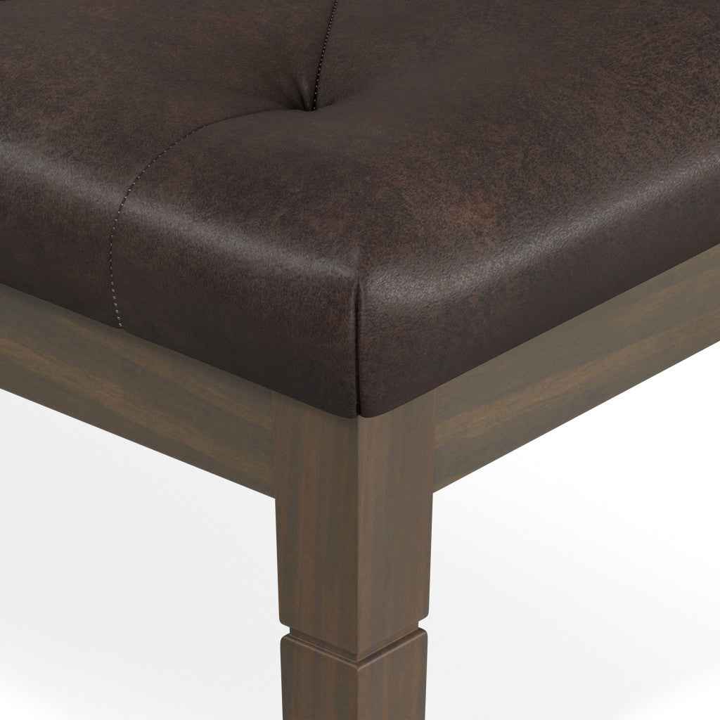 48" Brown Leather Ottoman