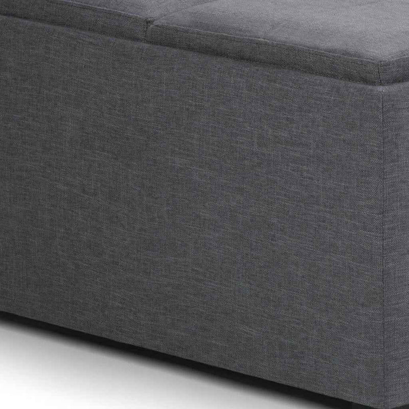 35" Gray and Dark Brown Fabric Cocktail Ottoman With Storage