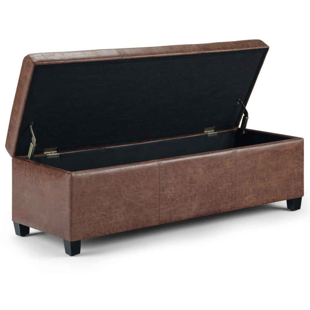 48" Dark Brown and Brown Upholstery Storage Ottoman