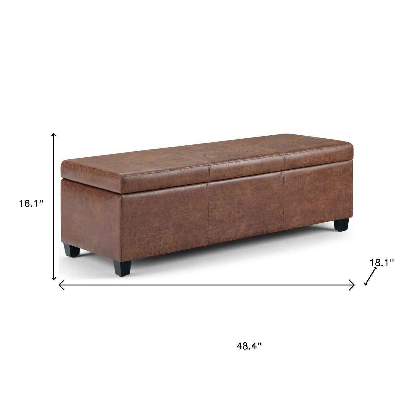 48" Dark Brown and Brown Upholstery Storage Ottoman