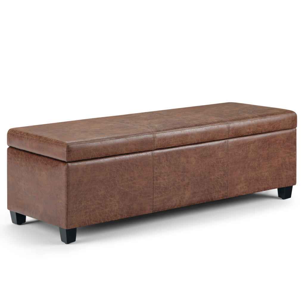 48" Dark Brown and Brown Upholstery Storage Ottoman