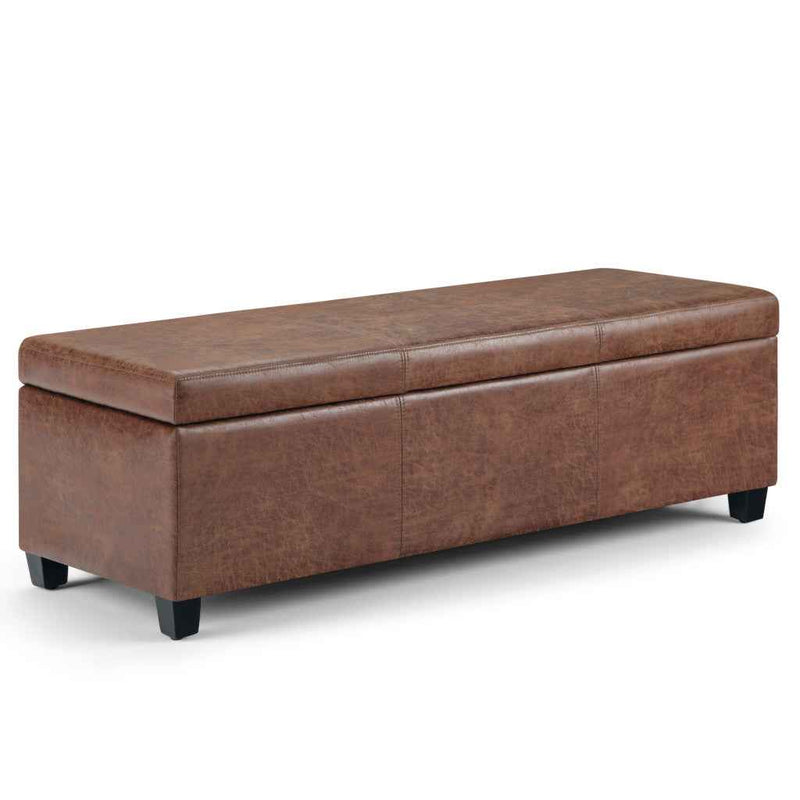 48" Dark Brown and Brown Upholstery Storage Ottoman