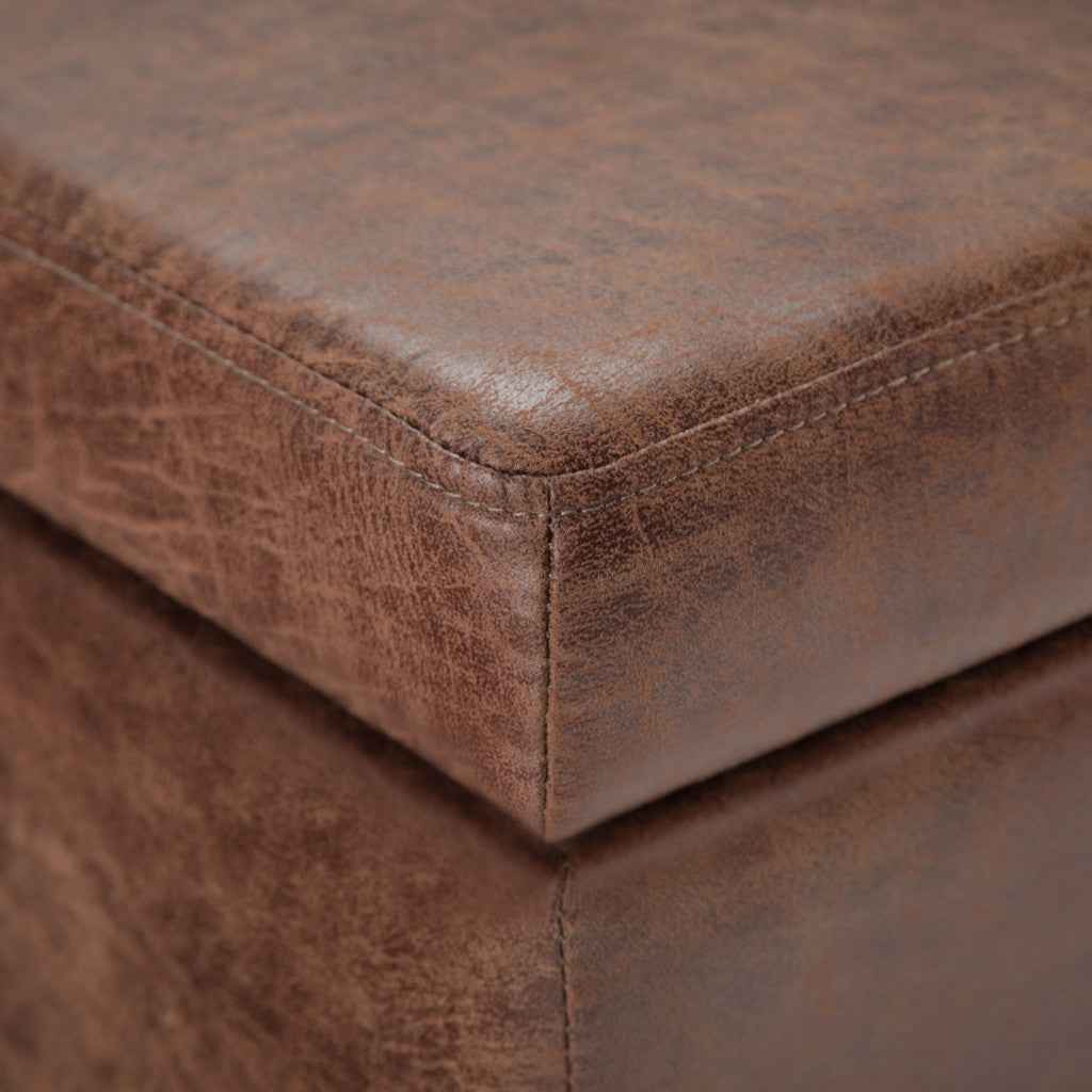 48" Dark Brown and Brown Upholstery Storage Ottoman