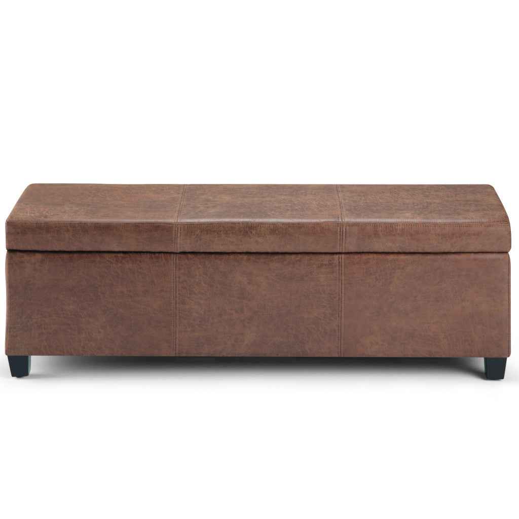 48" Dark Brown and Brown Upholstery Storage Ottoman