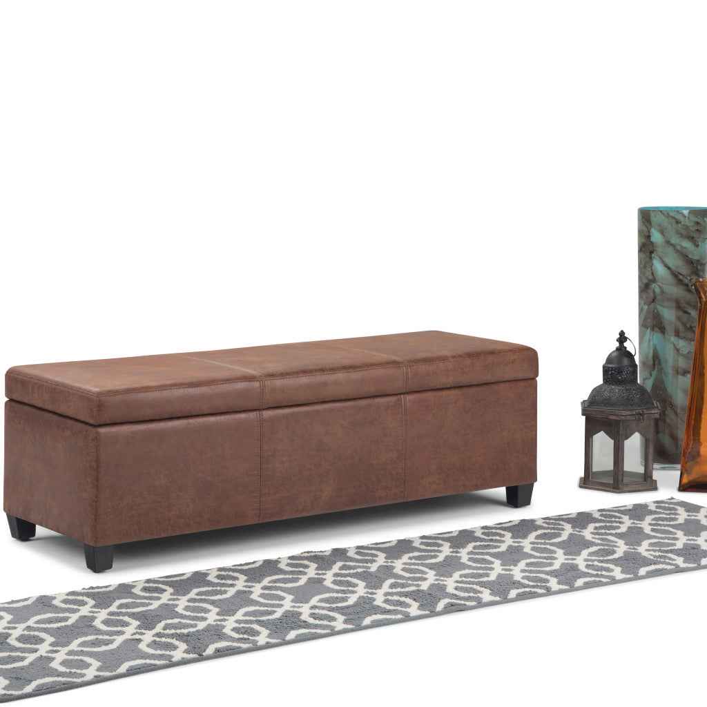 48" Dark Brown and Brown Upholstery Storage Ottoman