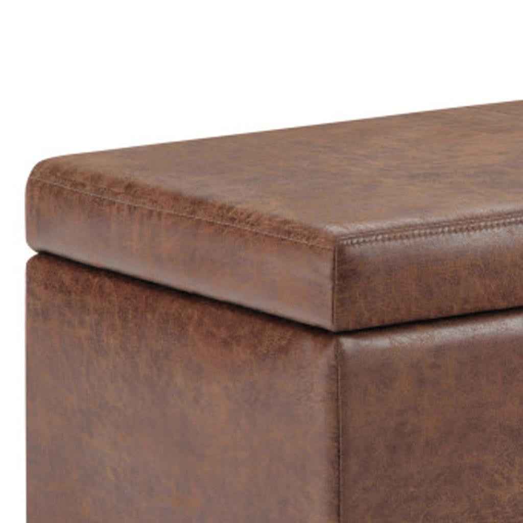 48" Dark Brown and Brown Upholstery Storage Ottoman
