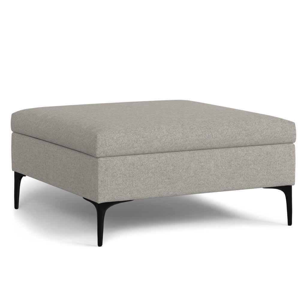 36" Black and Cloud Upholstery Storage Ottoman