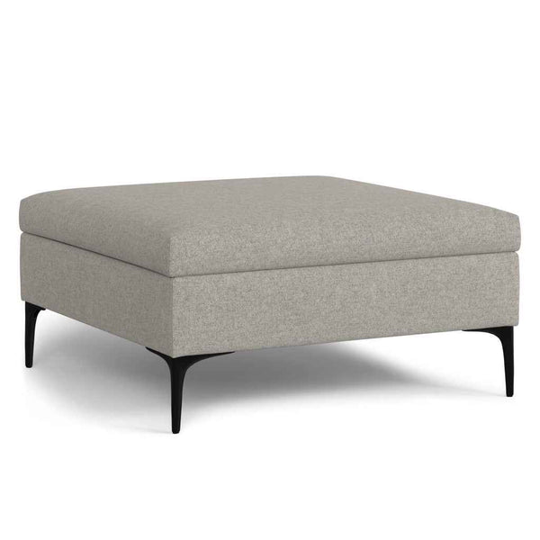 36" Black and Cloud Upholstery Storage Ottoman