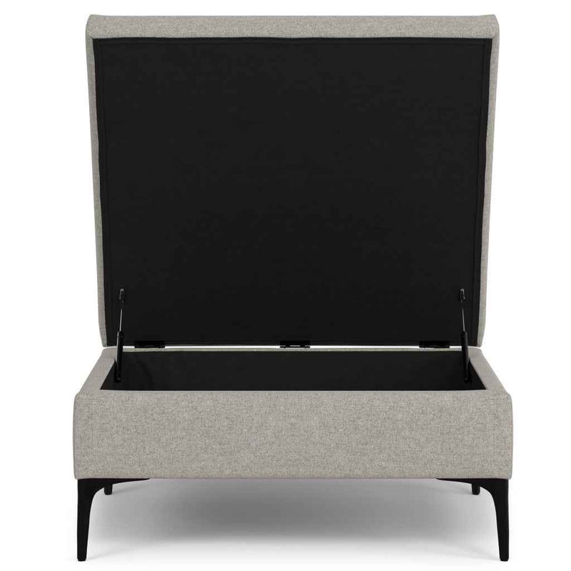 36" Black and Cloud Upholstery Storage Ottoman