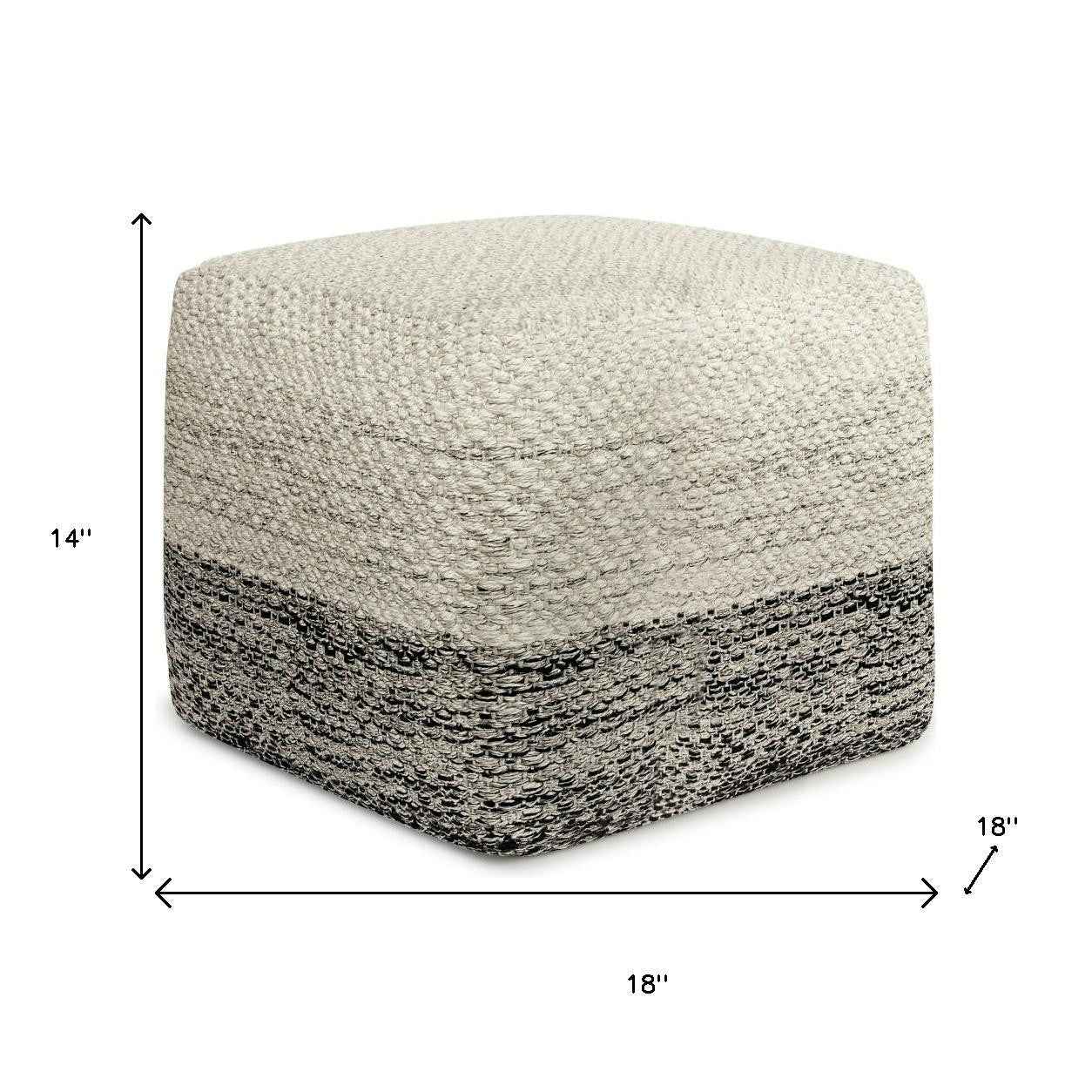18" Gray Fabric Pouf Ottoman