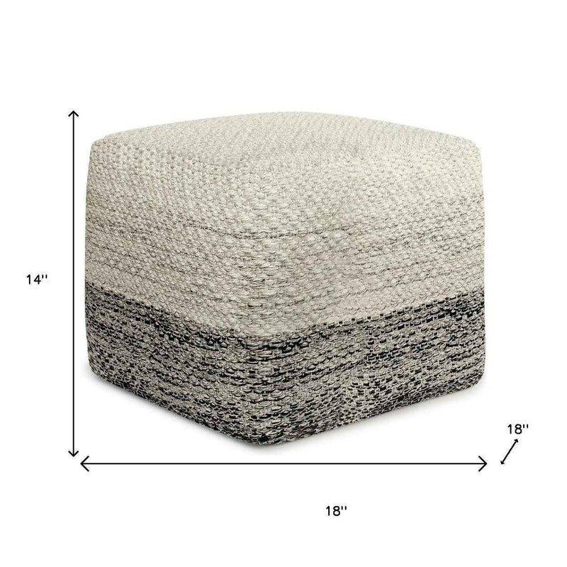 18" Gray Fabric Pouf Ottoman