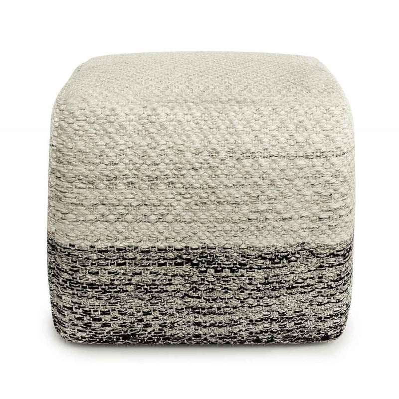 18" Gray Fabric Pouf Ottoman