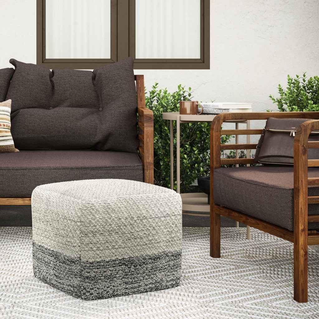 18" Gray Fabric Pouf Ottoman