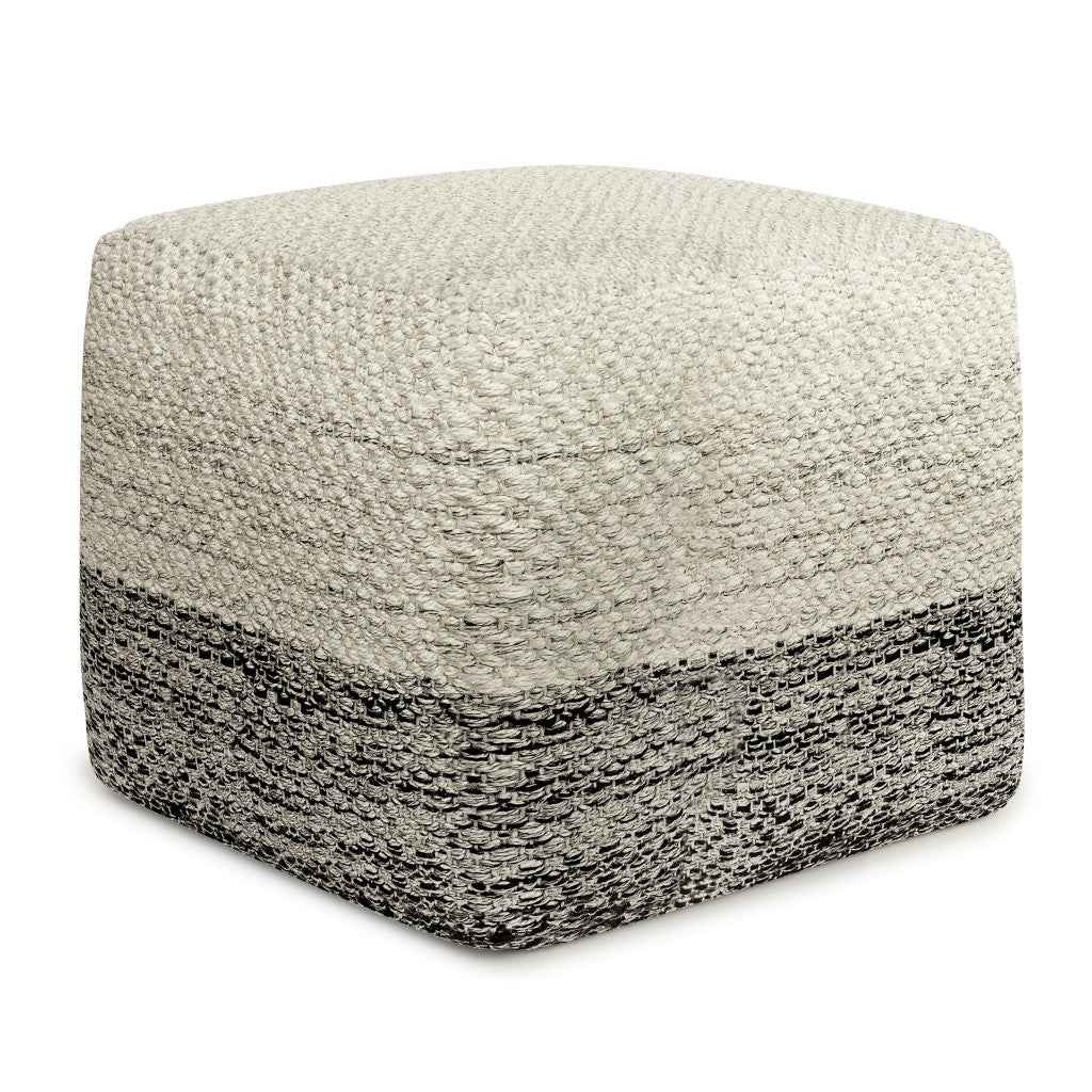 18" Gray Fabric Pouf Ottoman