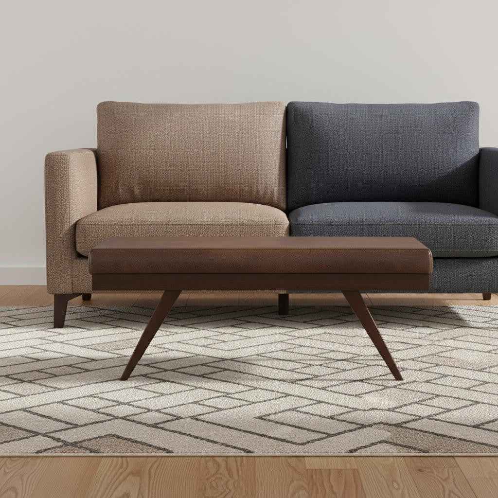 48" Brown Leather Ottoman