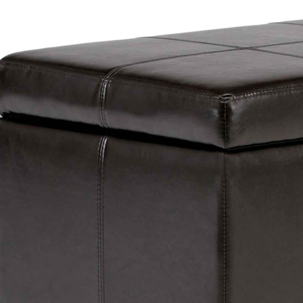 48" Dark Brown and Coffee Upholstery Storage Ottoman