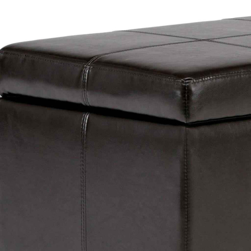 48" Dark Brown and Coffee Upholstery Storage Ottoman
