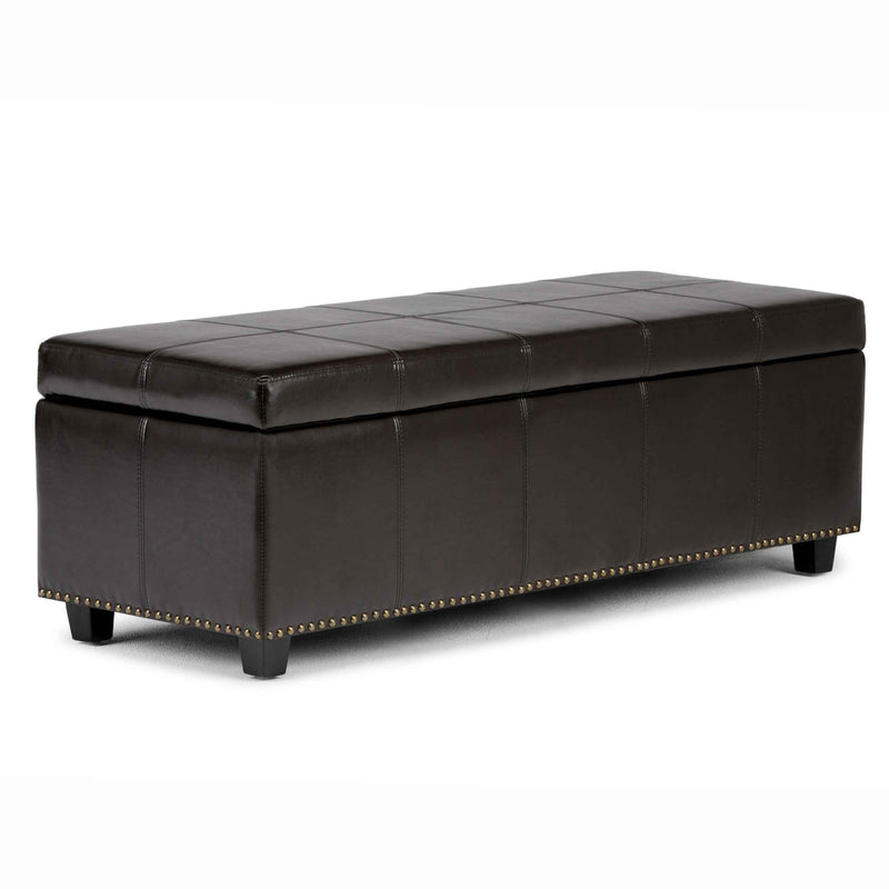 48" Dark Brown and Coffee Upholstery Storage Ottoman