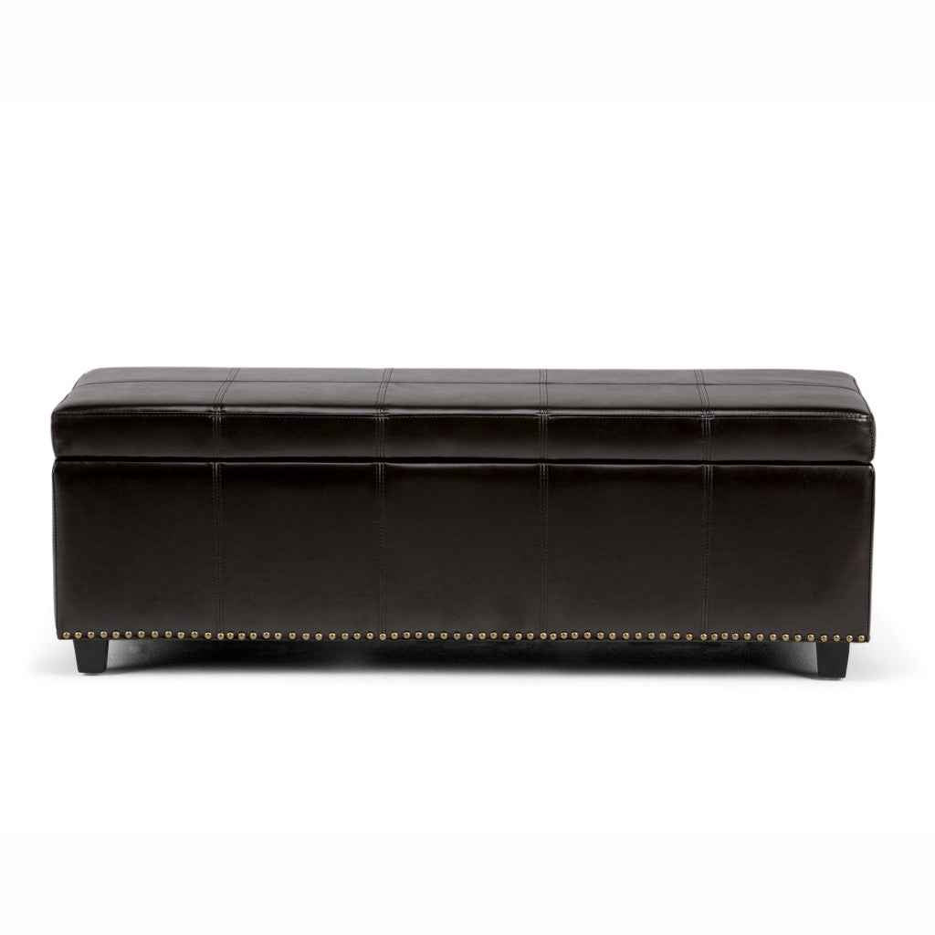 48" Dark Brown and Coffee Upholstery Storage Ottoman