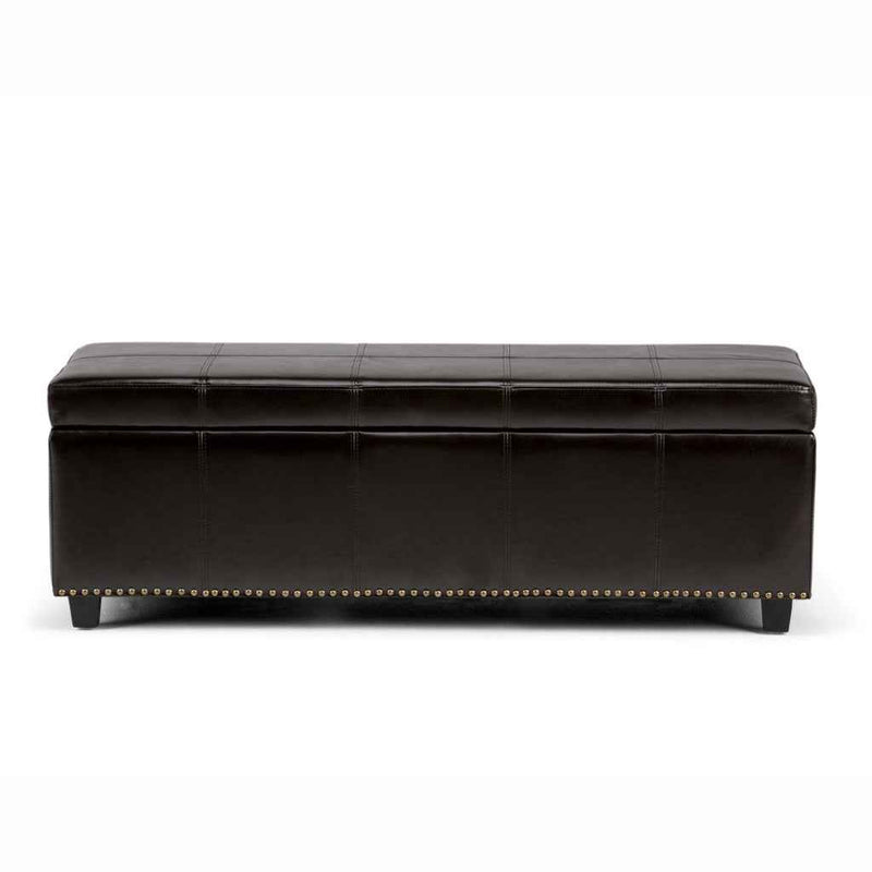 48" Dark Brown and Coffee Upholstery Storage Ottoman