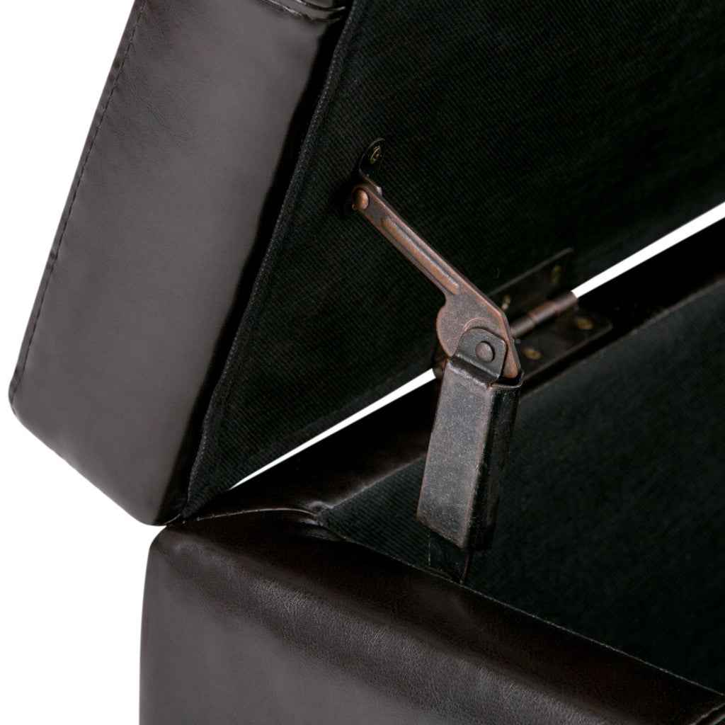 48" Dark Brown and Coffee Upholstery Storage Ottoman