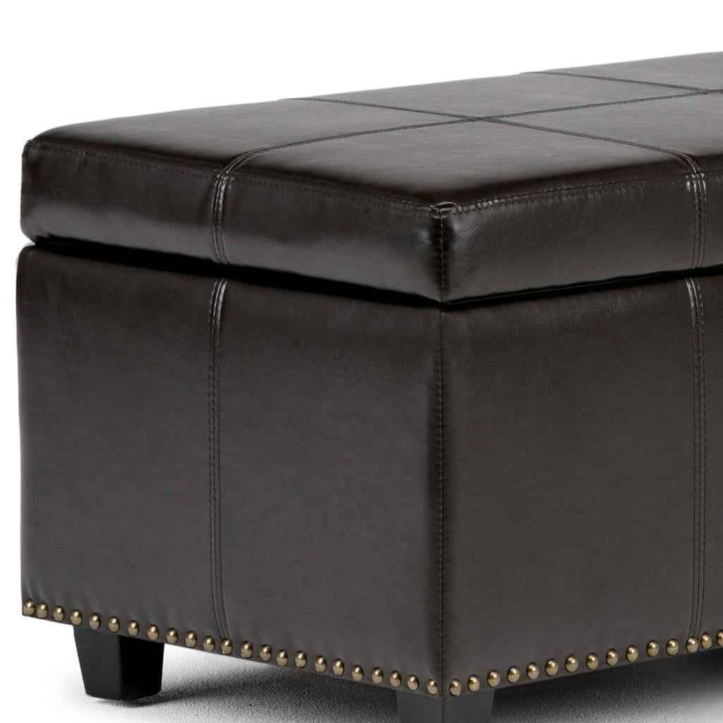 48" Dark Brown and Coffee Upholstery Storage Ottoman