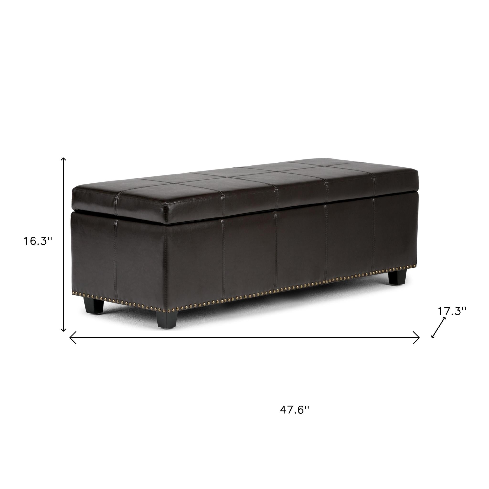 48" Dark Brown and Coffee Upholstery Storage Ottoman - GreatEagleInc