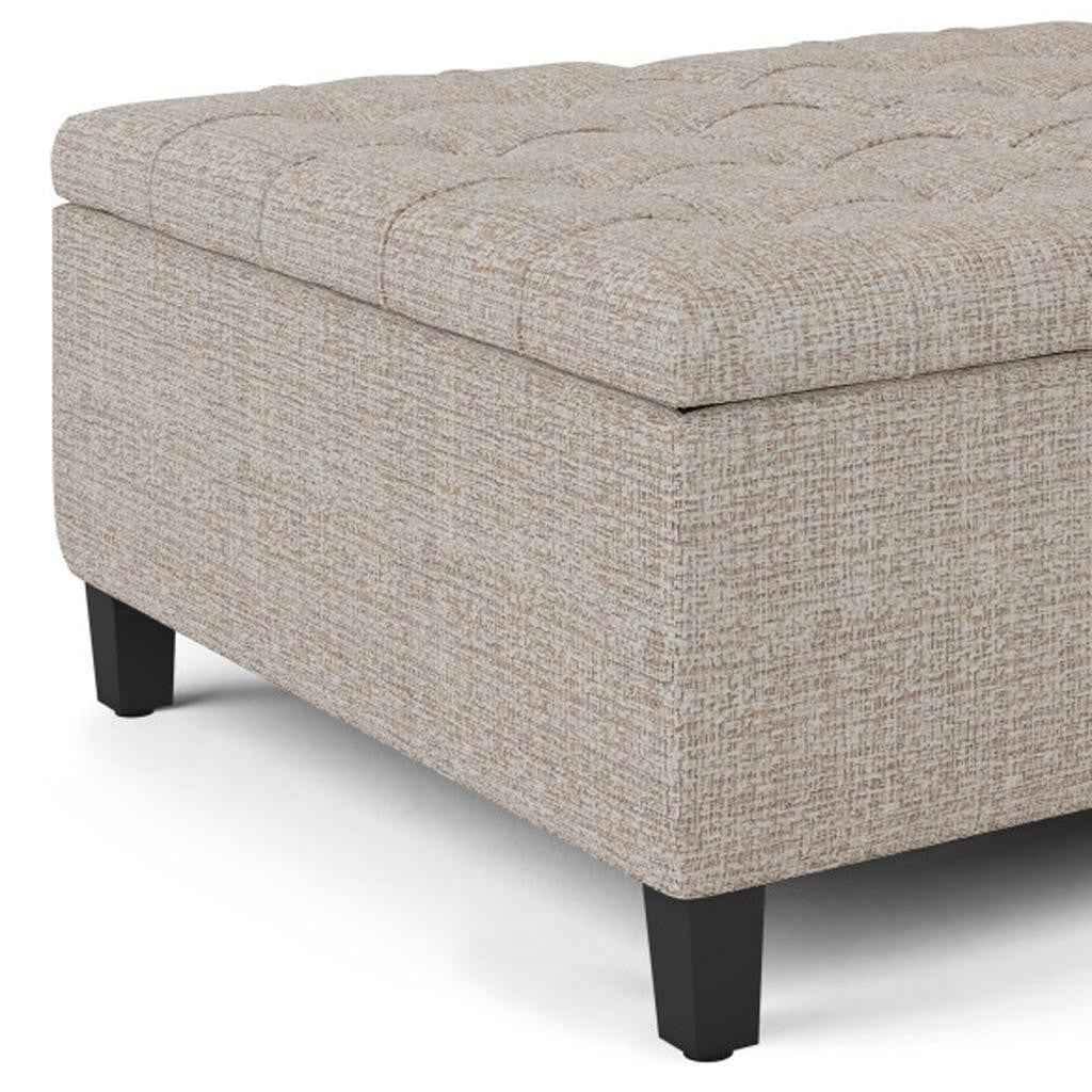 36" Platinum and Dark Brown Fabric Cocktail Ottoman With Storage