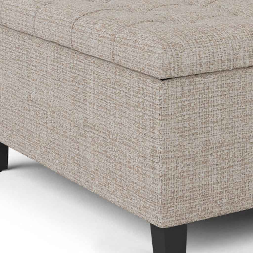 36" Platinum and Dark Brown Fabric Cocktail Ottoman With Storage