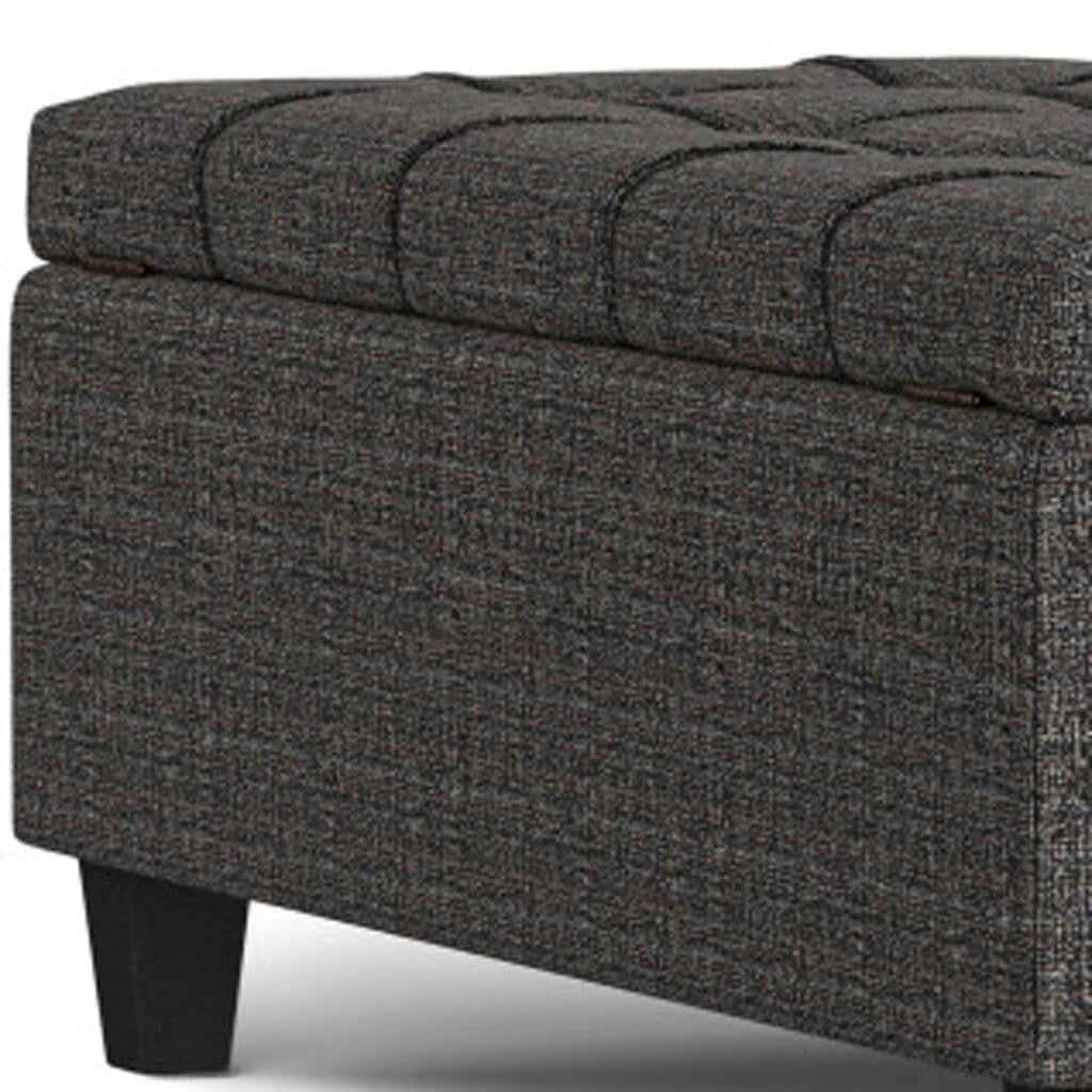 40" Ebony and Black Fabric Cocktail Ottoman With Storage
