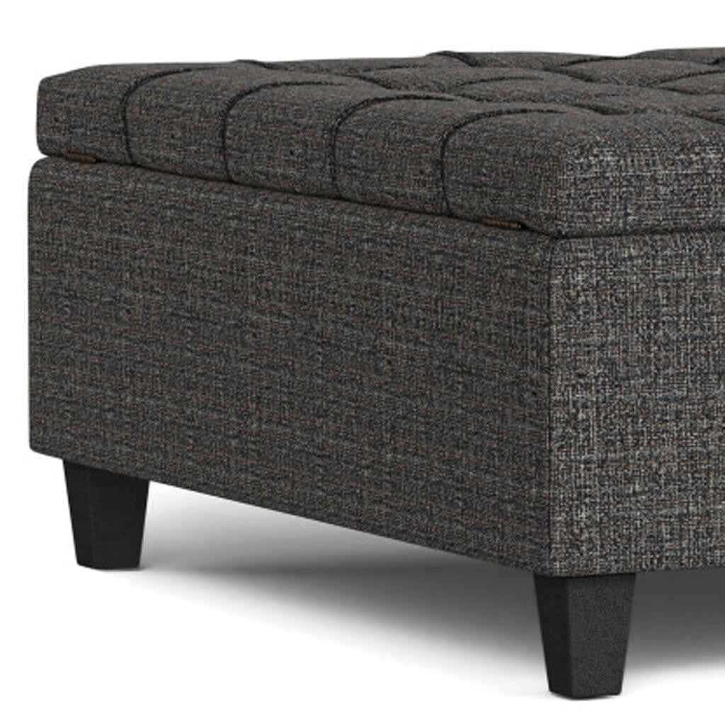 40" Ebony and Black Fabric Cocktail Ottoman With Storage
