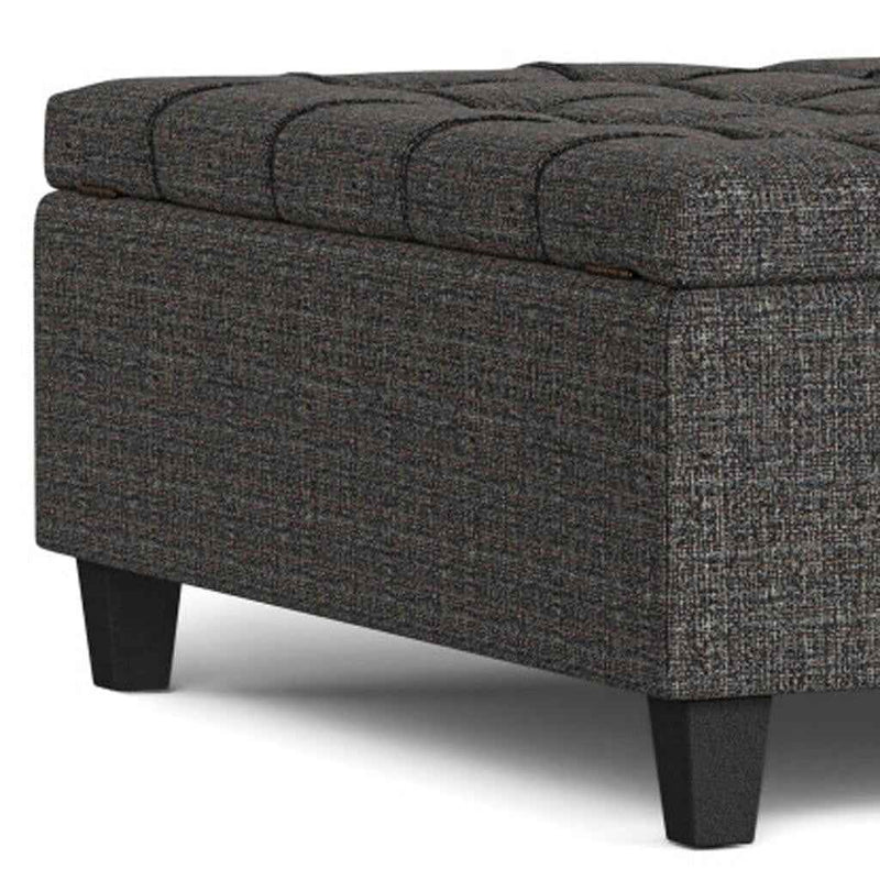 40" Ebony and Black Fabric Cocktail Ottoman With Storage