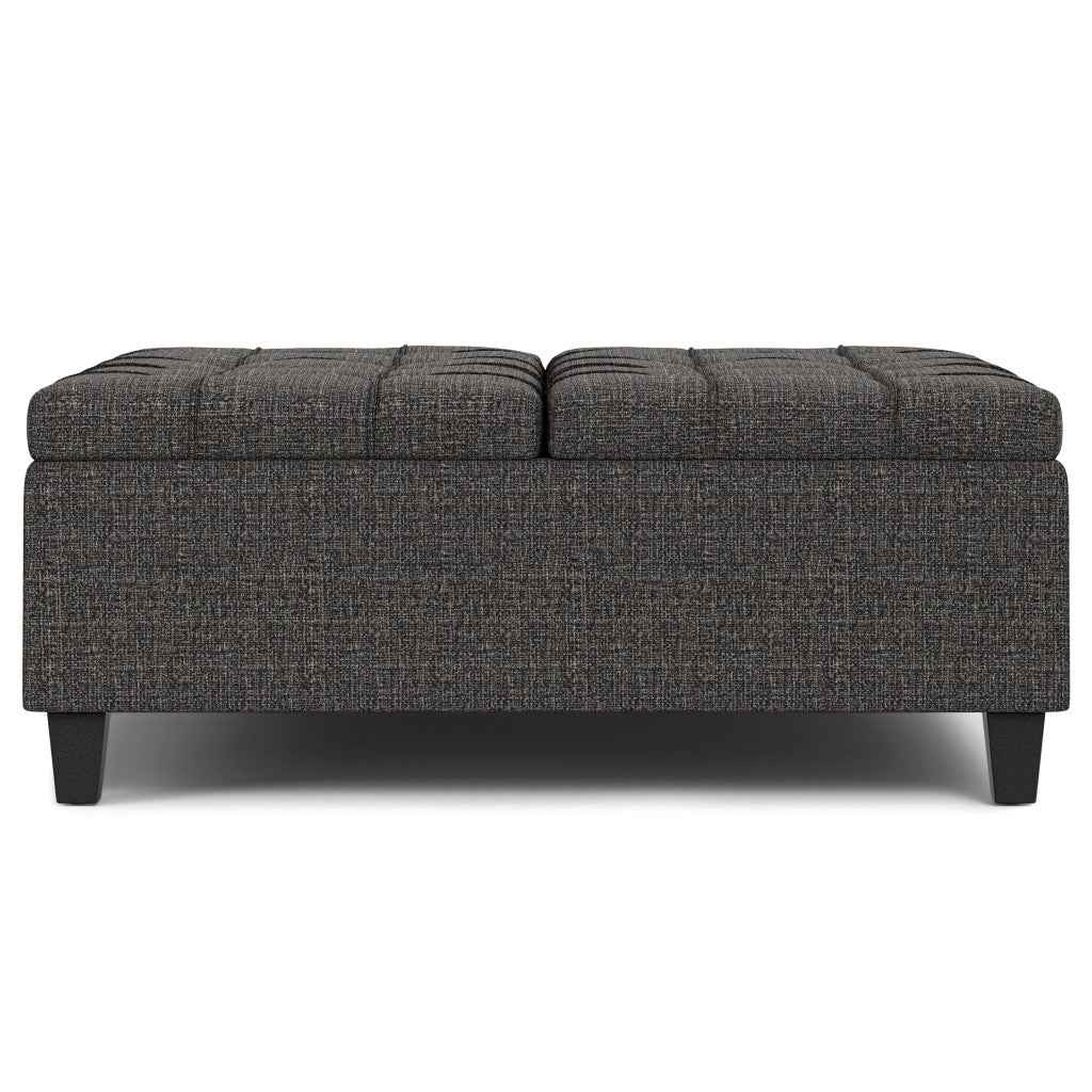 40" Ebony and Black Fabric Cocktail Ottoman With Storage