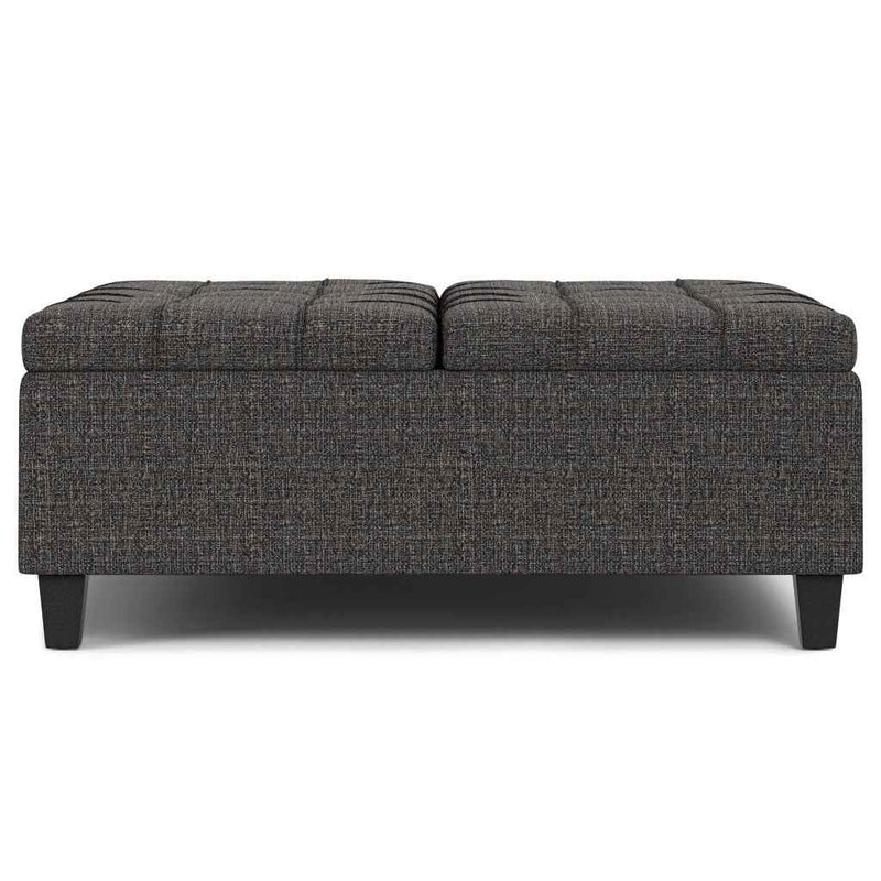 40" Ebony and Black Fabric Cocktail Ottoman With Storage