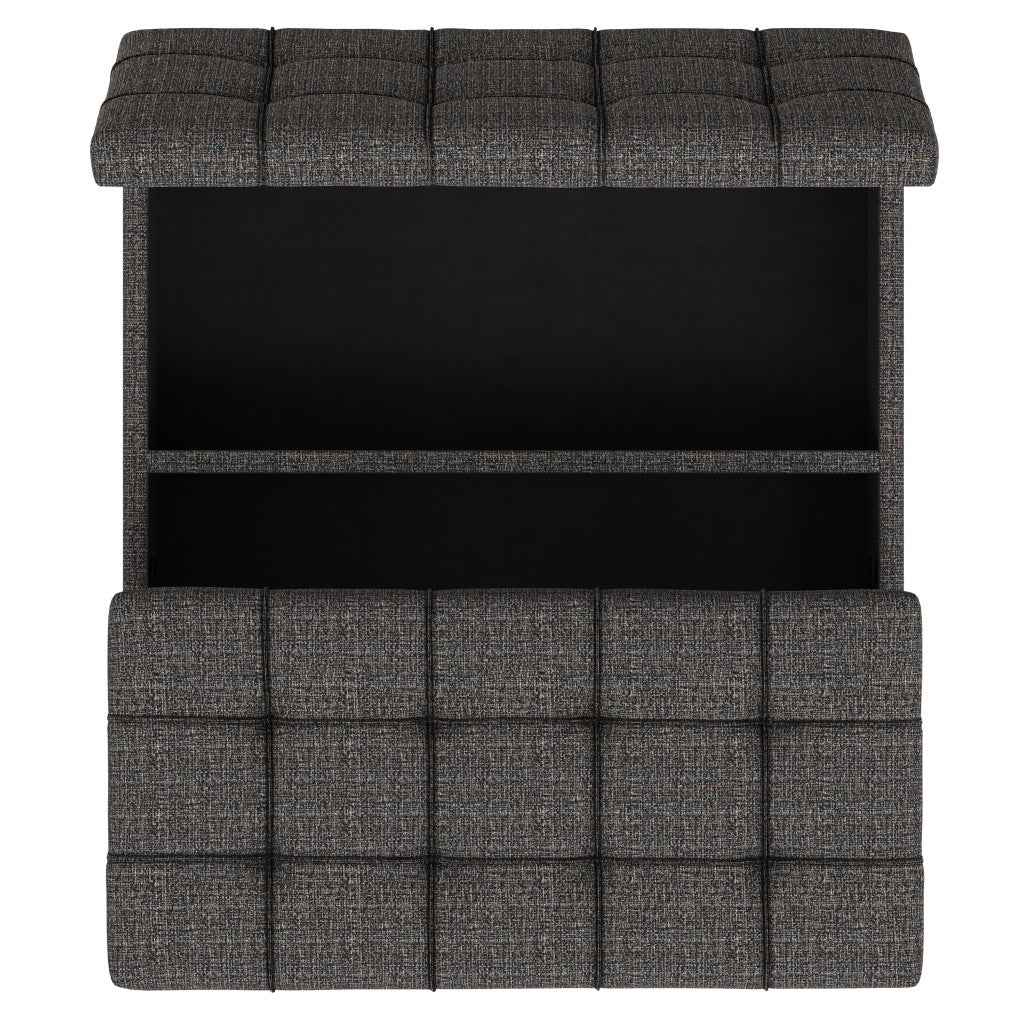 40" Ebony and Black Fabric Cocktail Ottoman With Storage