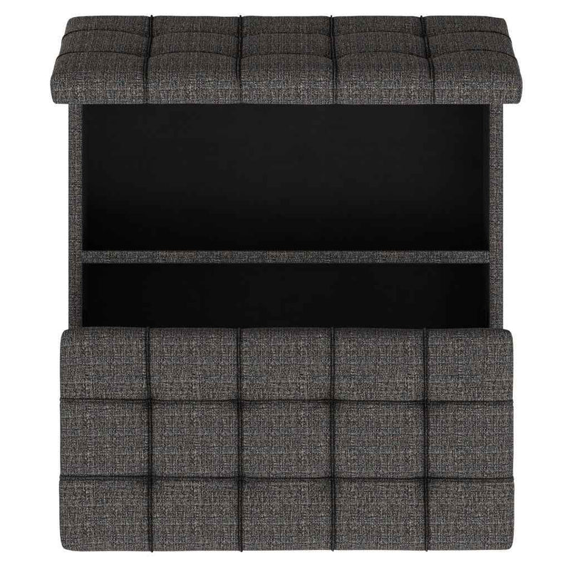 40" Ebony and Black Fabric Cocktail Ottoman With Storage