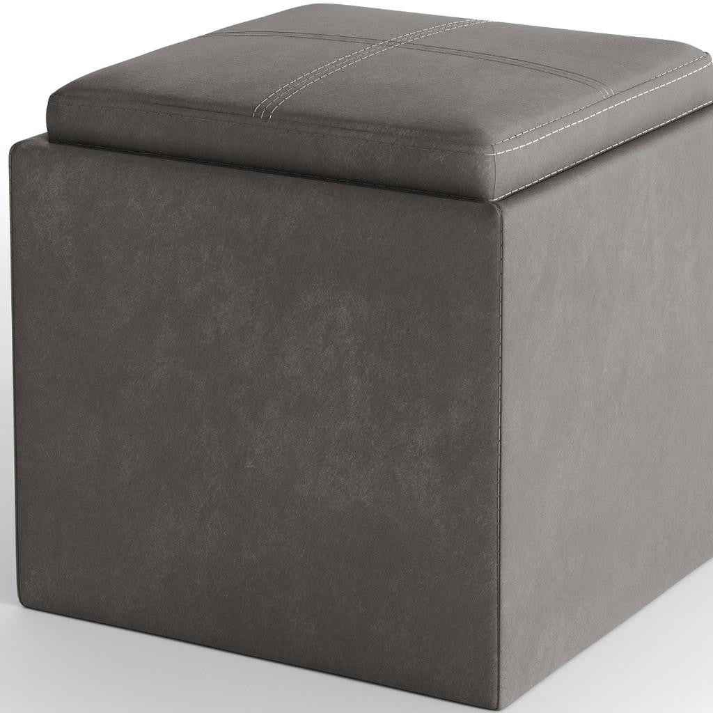17" Slate Gray Upholstery Storage Ottoman