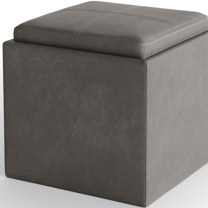 17" Slate Gray Upholstery Storage Ottoman
