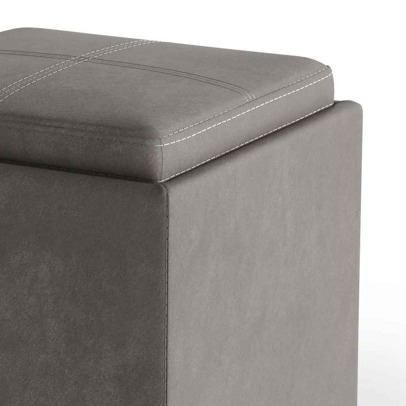 17" Slate Gray Upholstery Storage Ottoman