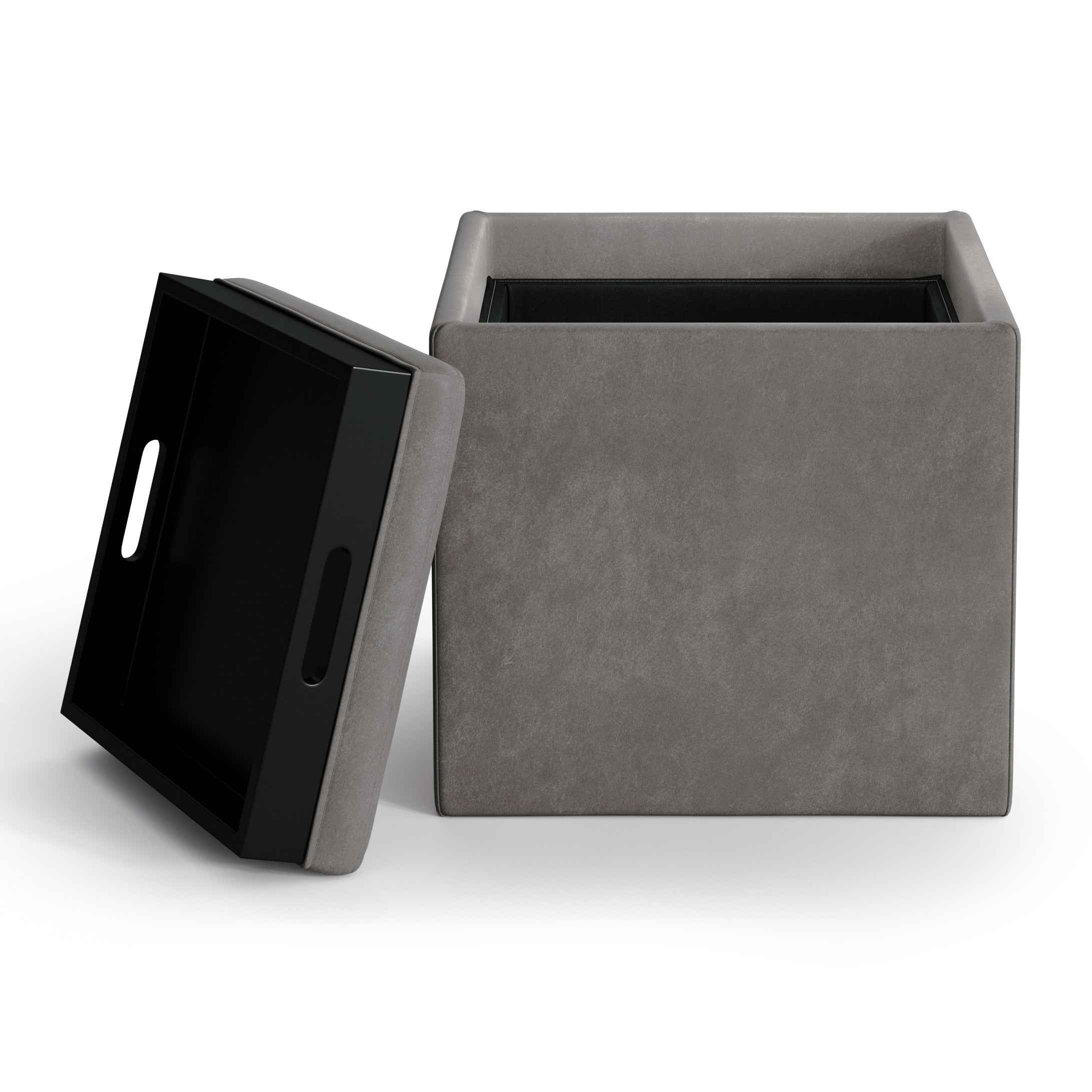 17" Slate Gray Upholstery Storage Ottoman