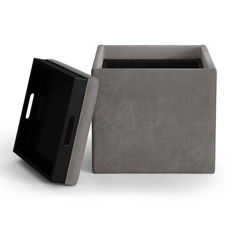 17" Slate Gray Upholstery Storage Ottoman