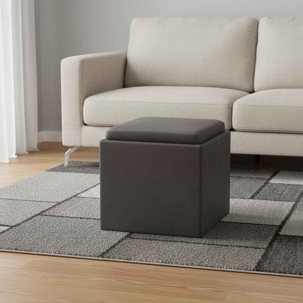 17" Slate Gray Upholstery Storage Ottoman