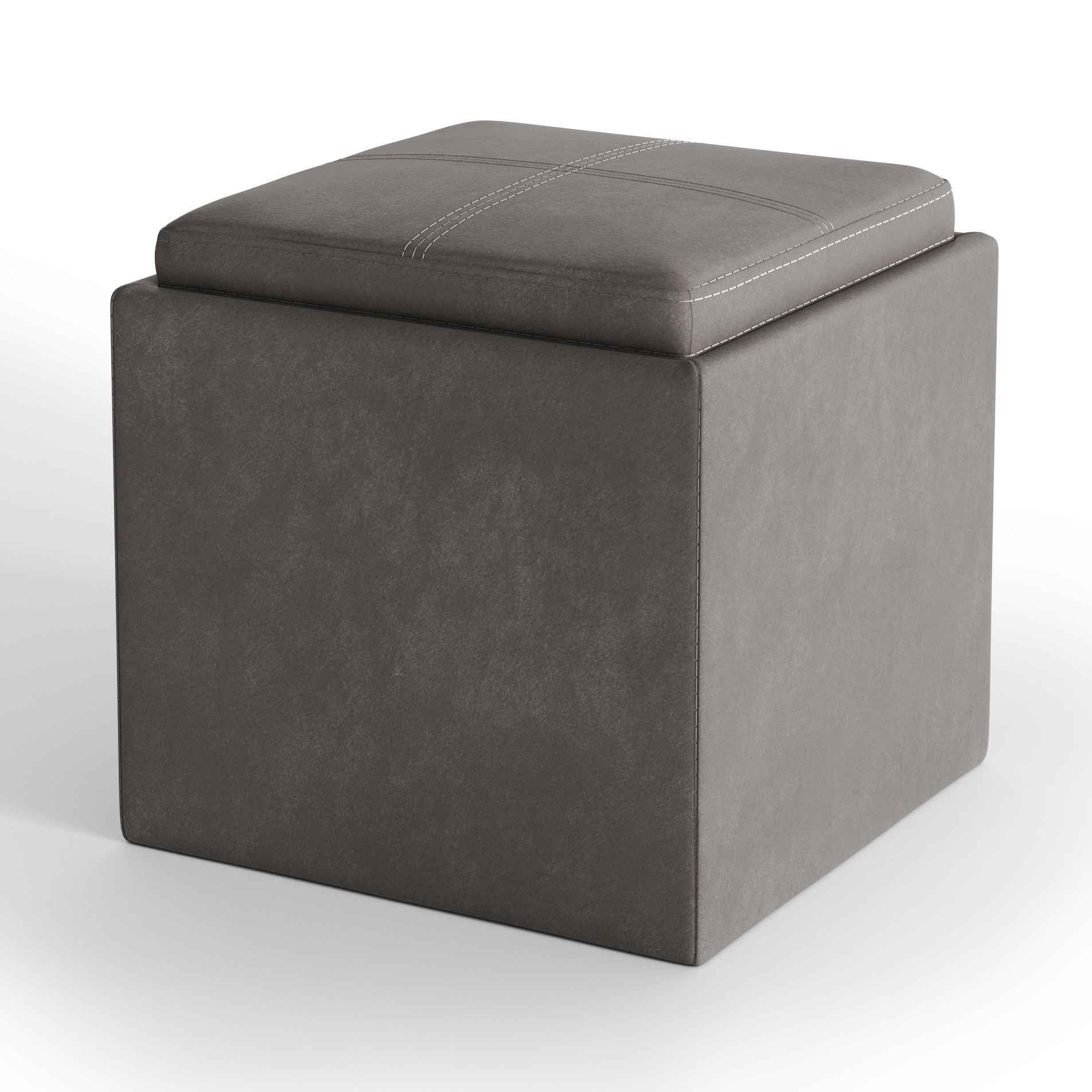 17" Slate Gray Upholstery Storage Ottoman