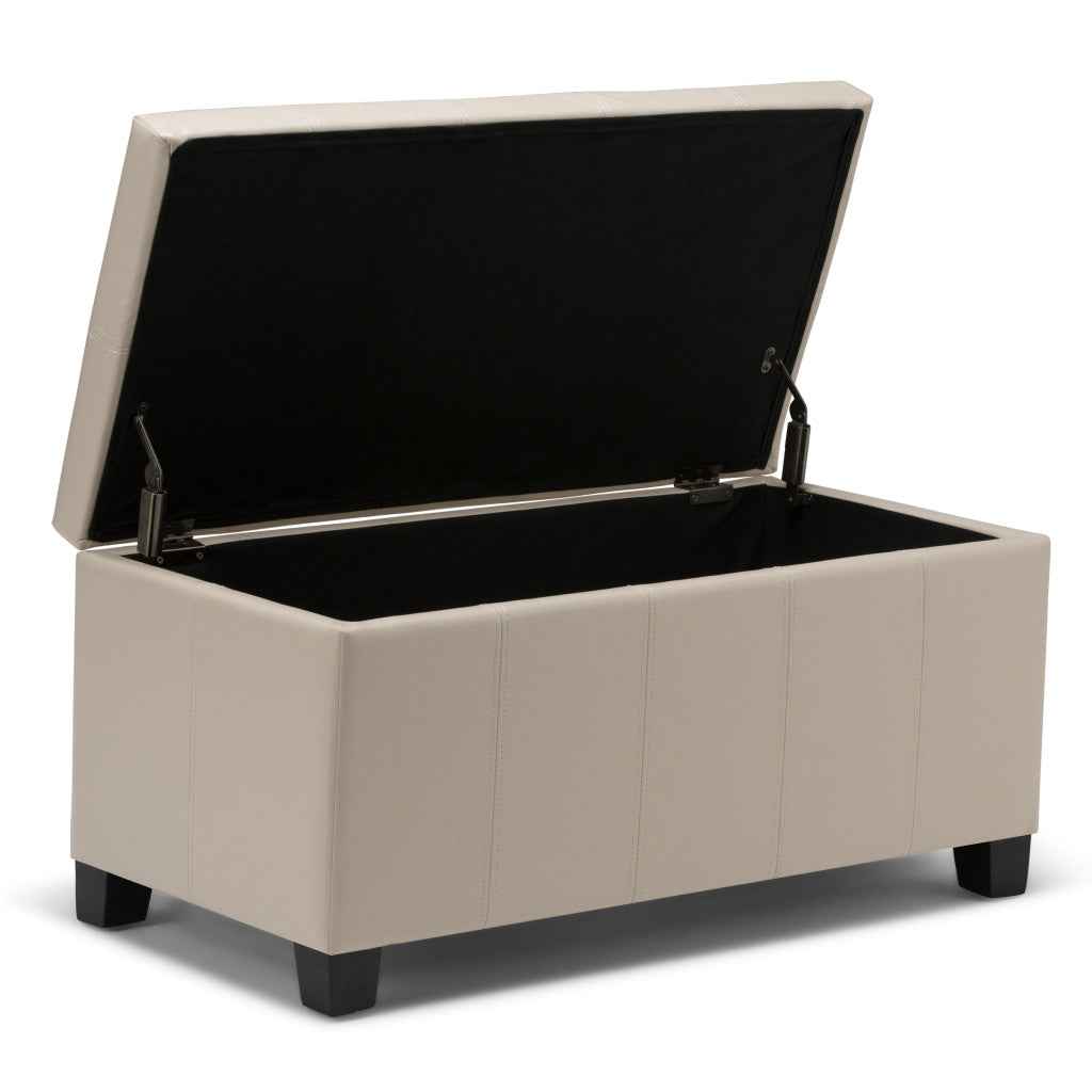 36" Dark Brown and Cream Upholstery Storage Ottoman