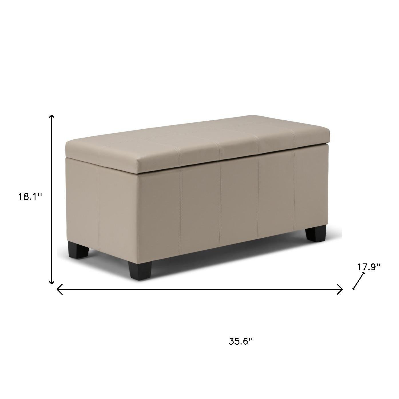 36" Dark Brown and Cream Upholstery Storage Ottoman - GreatEagleInc