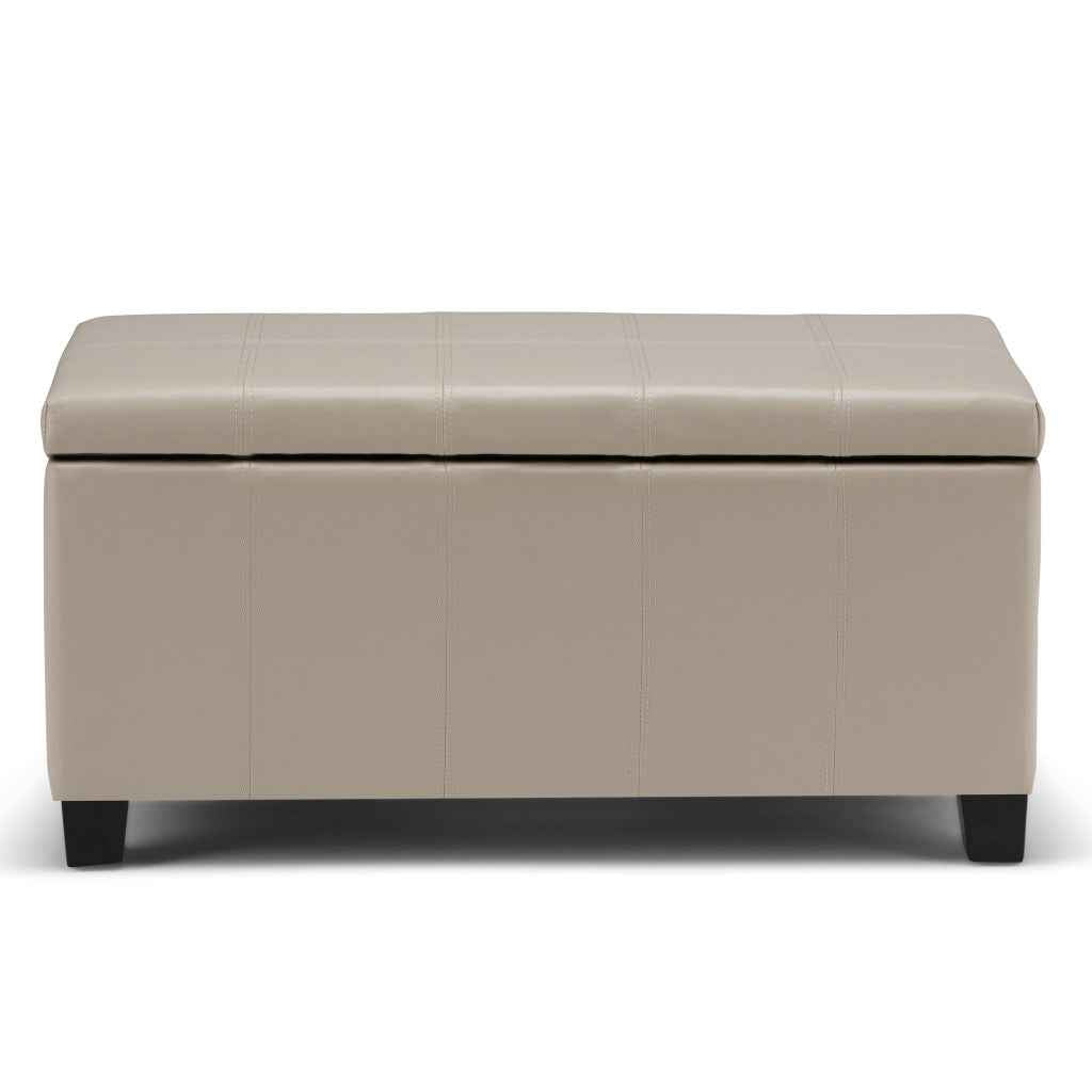 36" Dark Brown and Cream Upholstery Storage Ottoman