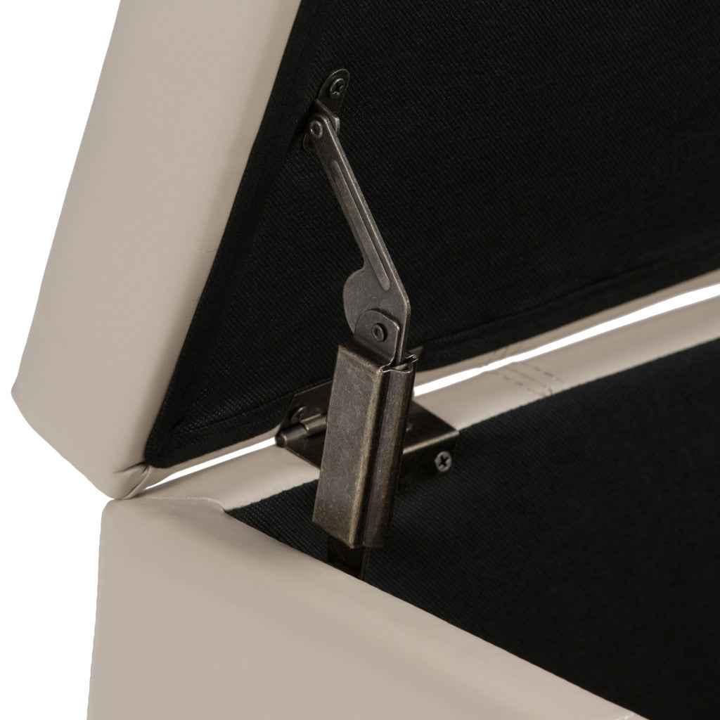 36" Dark Brown and Cream Upholstery Storage Ottoman